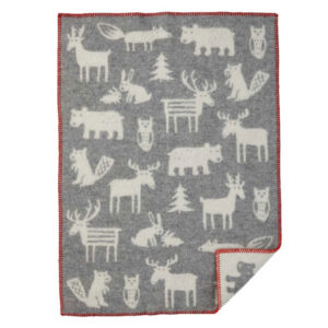 forest animals grey blanket