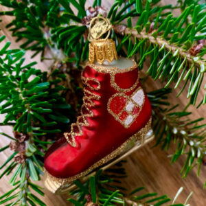 red ice skate christmas decoration